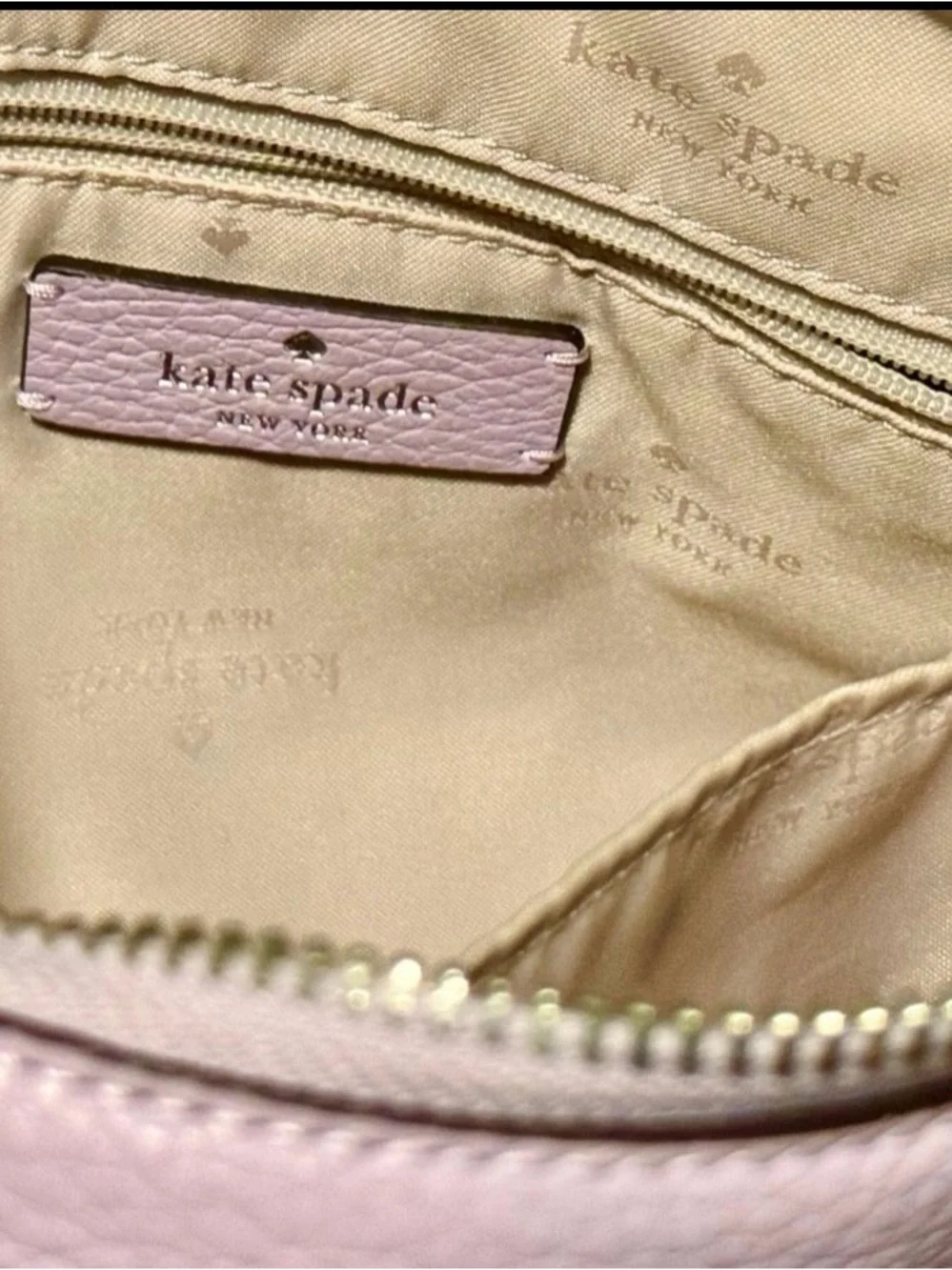 kate spade Lilac Pebbled Leather Shoulder Bag with Striped Strap